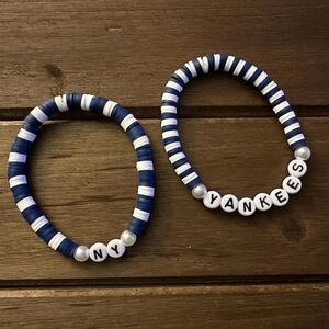 NY Baseball Clay Handmade Beaded Bracelets